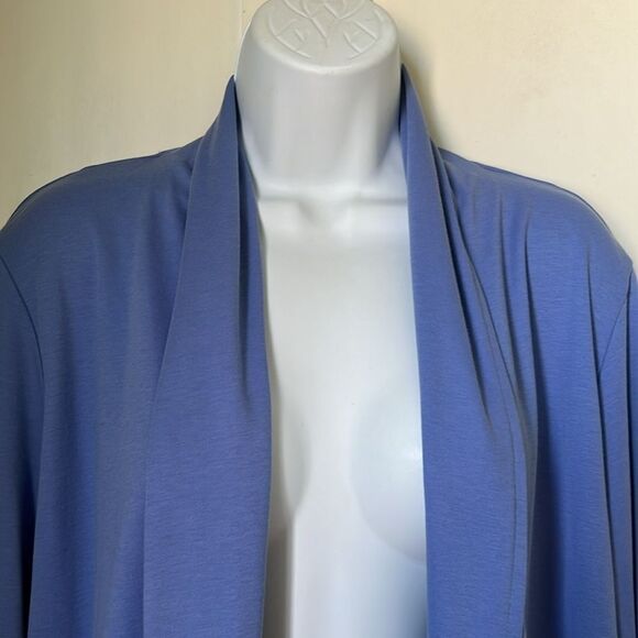L.L.Bean Women 100% Supima Cotton Open Blue Lilac Cardigan Light Sweater sz L - Picture 5 of 9
